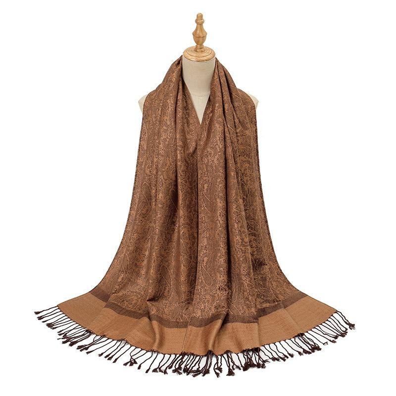 

Хит продаж новый женский жаккардовый шарф с узором «кешью», популярная длинная шаль с бахромой дома и за границей