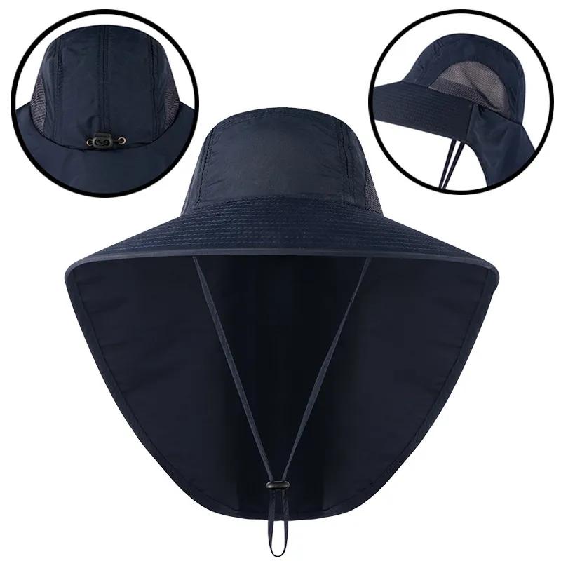 Wide Brim Sun Hat with Neck Flap for Men Women Adjustable Outdoor 50+UPF Protection Safari Cap Hiking Fishing Hat