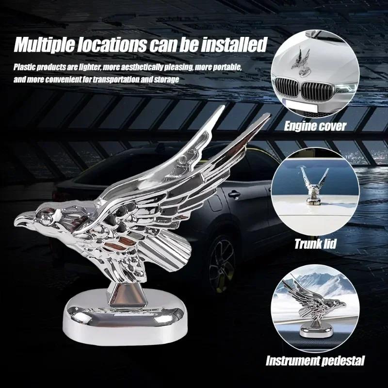 Car Front Hood Eagle Ornaments 3D Stereoscopic Spreading Wings Eagle Decoration Automatic Dashboard Modification Accessories