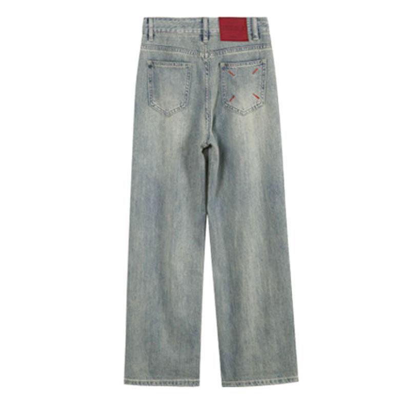 Washed Jeans Women's Spring and Autumn 2025 New High Waist and Thin Back Pockets Embroidered Wide-leg Pants Straight Trousers