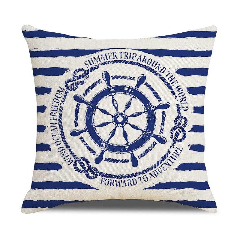 Nordic Nautical Blue Striped Pillow Marine Linen Cushion Cover New Home Soft Accessories