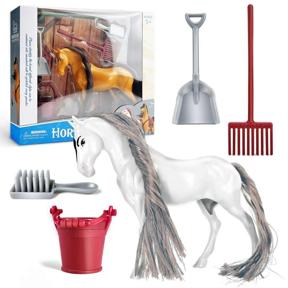 Farm Animal Horse Animal Model Can Comb Hair Horse Action Figure Ranch Horse Model Toys Kids Toy