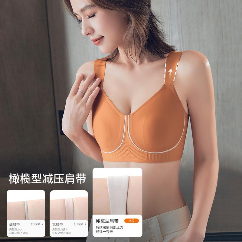 Rabbit ear cup underwear women's big breasts show small breasts, double breasts, anti-sagging bra, thin upper support, soft support women's bra