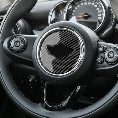 Autocollant décoratif avec Logo de volant de voiture en Fiber de carbone véritable, pour BM Cooper F55 F56 F60, accessoires de Modification intérieure de voiture