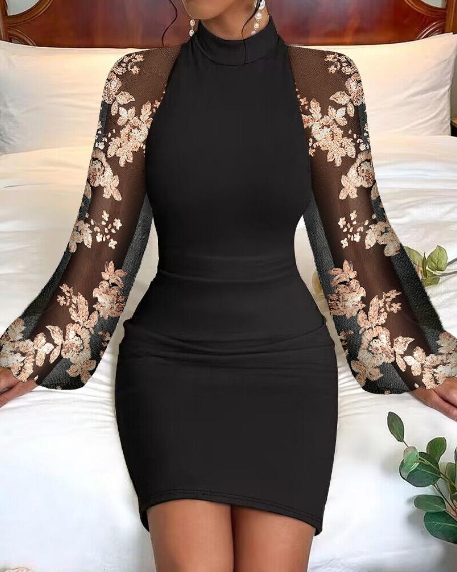 

Popular Autumn Crew Neck Lace Long Sleeve Hip Wrap Waist Dress Women s Clothing S