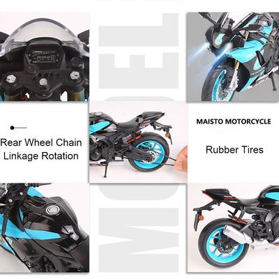 Scale 1:9 R1 R1M Motorcycle Model Toy Alloy Body Wheel Steering Shock Absorption Simulation Motorbike Models Toys Kids Gifts