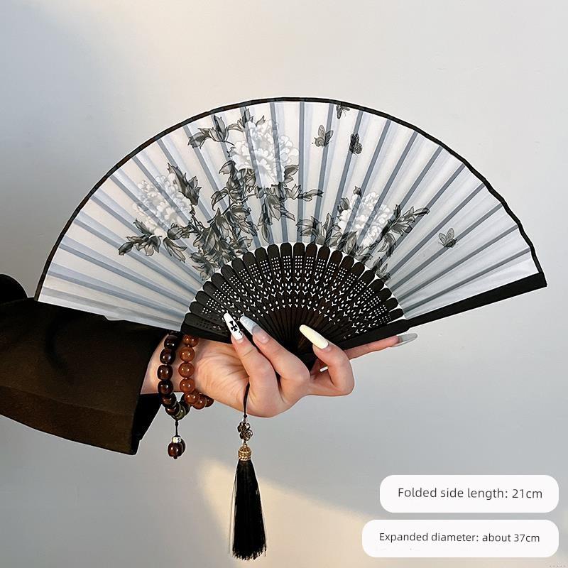 Summer Folding Fan, Traditional Chinese Style, New Chinese Style, Ancient Style Small Fan, Black, Simple and Durable, Children's Bamboo Fan, Portable