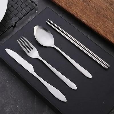 1Set Stainless Steel Chopsticks Spoon Fork Steak Knife with Storage Case Travel Camping Cutlery Set Portable Tableware