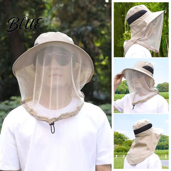 Summer Sun Hat Outdoor with Mosquito Head Net Neck Flap Breathable Men Women