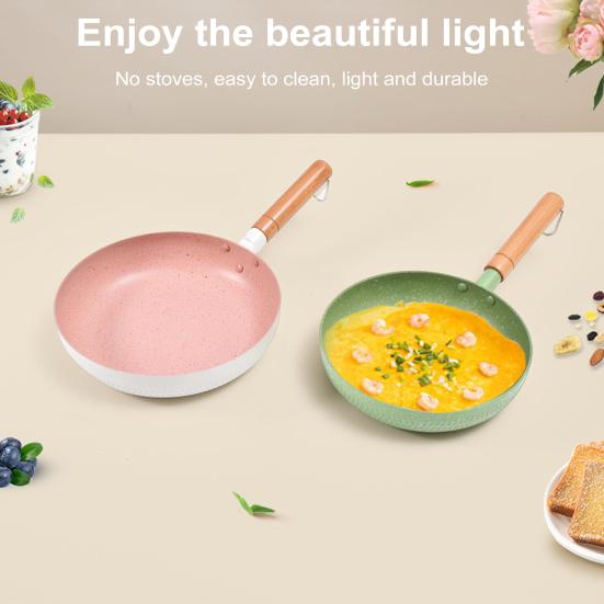 Nonstick Frying Pan Snowflake Pattern Saute Skillet with Medical Stone Coating Heat Resistant Handle Kitchen Cookware Accessories for Gas Electric