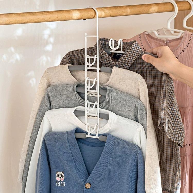 Space-Saving Children's Hangers: Multifunctional Baby Clothes Drying Rack with Hooks.