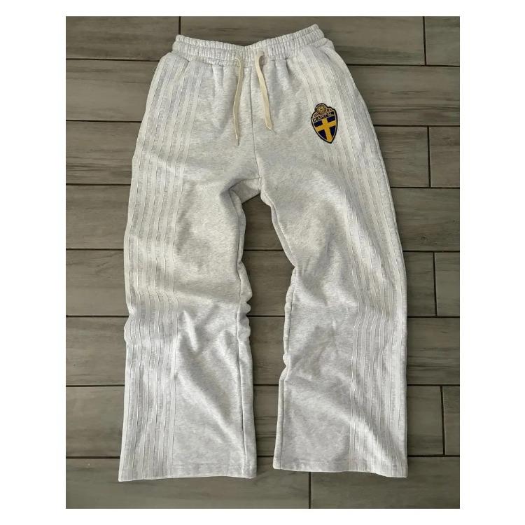 Americká jednoduchá klasická pruhovaná sportovní mikina s kapucí, dvoudílná sada Street Retro Trend Jogger tepláky Šedé tepláky