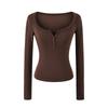Women's Autumn Spicy Girl Square Neck Faux Cashmere Long Sleeve Top