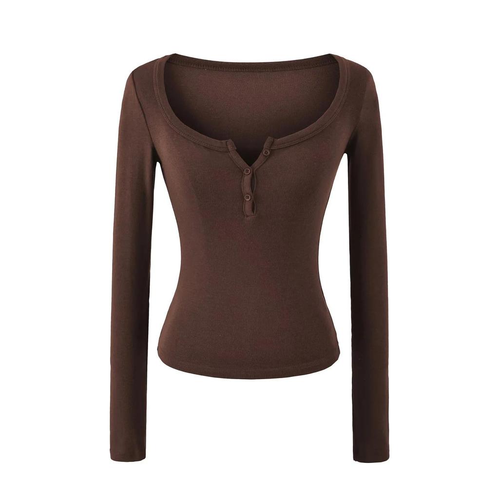 Women's Autumn Spicy Girl Square Neck Faux Cashmere Long Sleeve Top