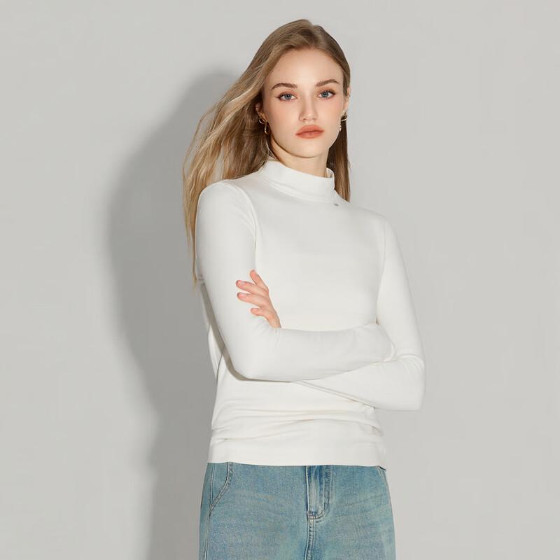 Shetu Women's Semi-High Collar Slim Fit Knit Tee