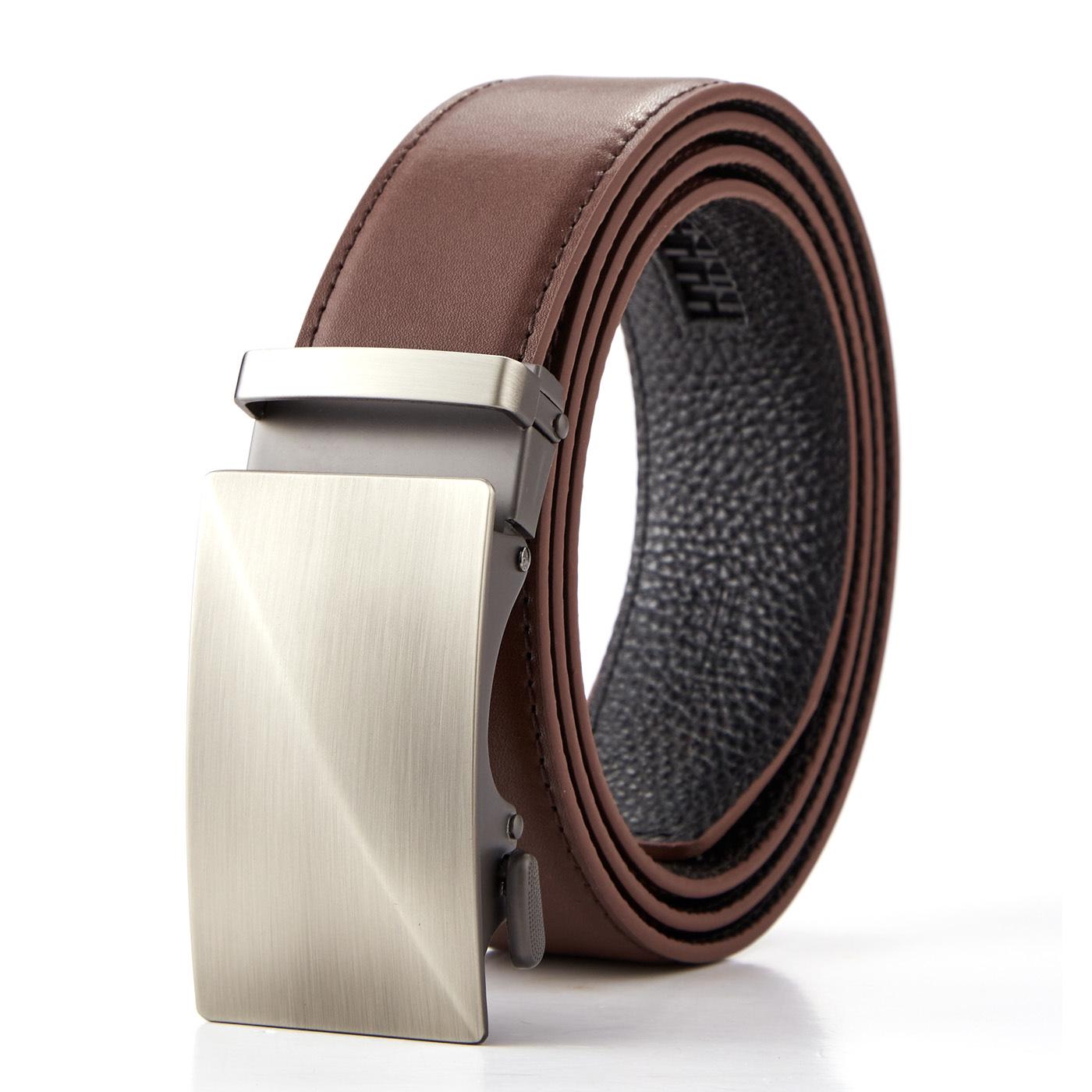 Men s Genuine Leather Automatic Buckle Belt - Top Layer Cowhide 115 cm