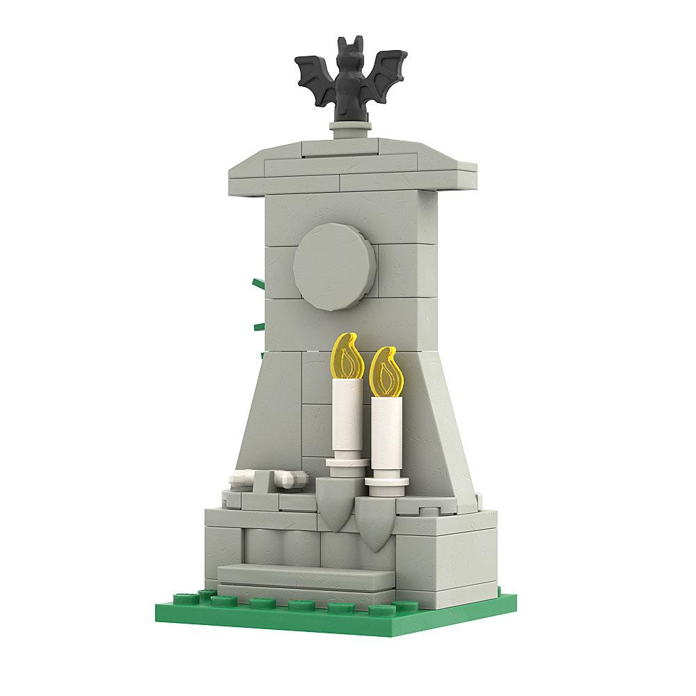 Small Particles Halloween Cemetery Pumpkin Splicing Assembly Fence Haunted House Scene Building Block Diy
