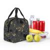 Black Golden Leaf Print Insulated Lunch Bag for Women Children Leakproof Food Boxes Thermal Lunch Box Tote