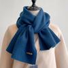 100 pure wool knitted scarf women's winter couple's simple and versatile solid color thickened scarf men's high-end shawl