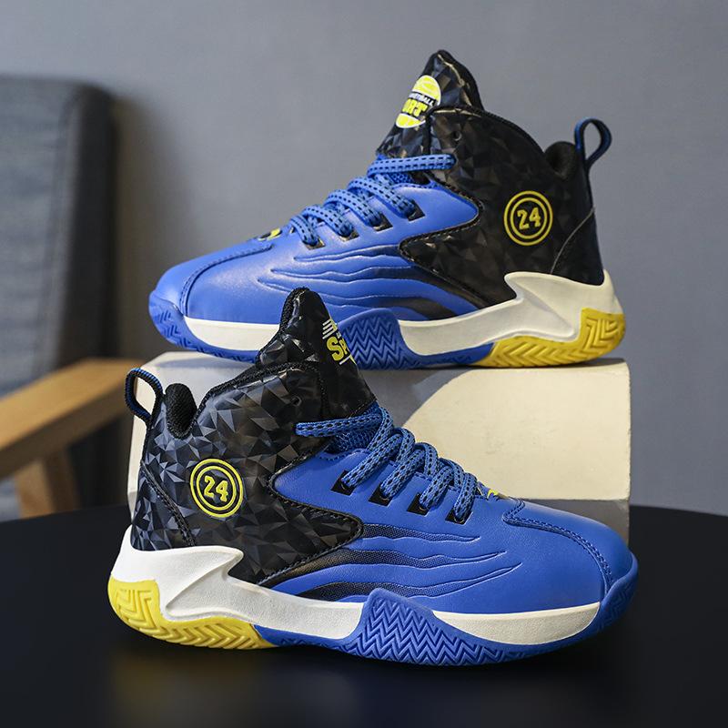 

Детские баскетбольные кроссовки весна и осень новые туфли для мальчиков нескользящие и износостойкие спортивные туфли для мальчиков кожаный верх для детей среднего и старшего возраста 40