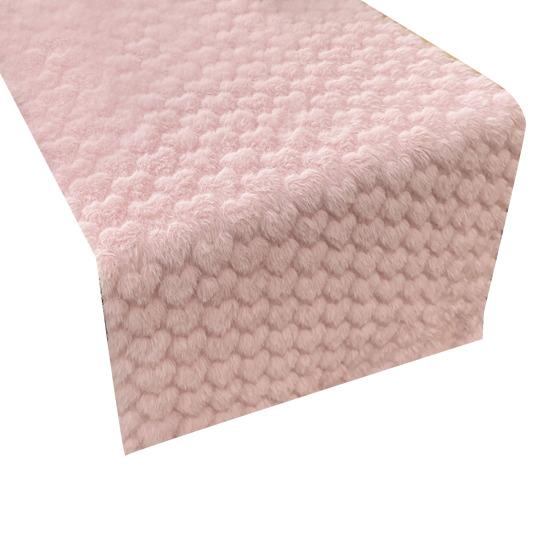 Table Runner Valentine Day Romantic 3D Heart Design Table Runner Simulated Rabbit Fur Valentine Day Decoration