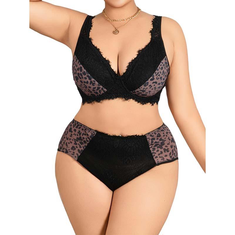 Europeisk og Amerikansk Pluss Størrelse Sexy Justerbar BH Push Up og Side Brystkontroll BH Sett