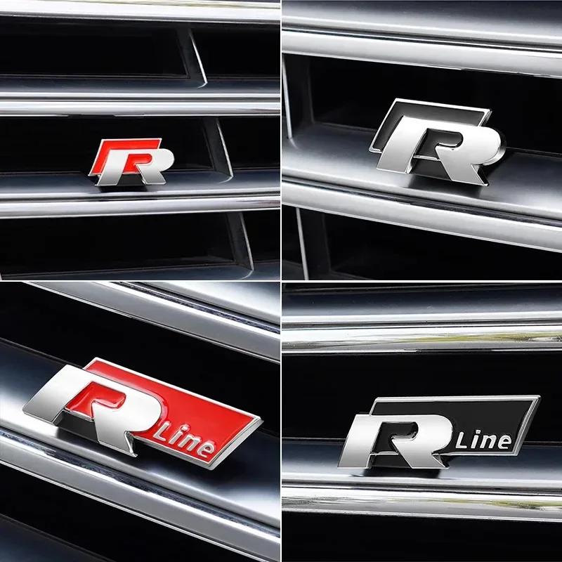 2026 Hot For VW VOLKSWAGEN 3D Metal Car Logo R RLine Front Grille Emblem Badge Sticker For Volkswagen VW Golf R R32 MK7 MK7.5 MK