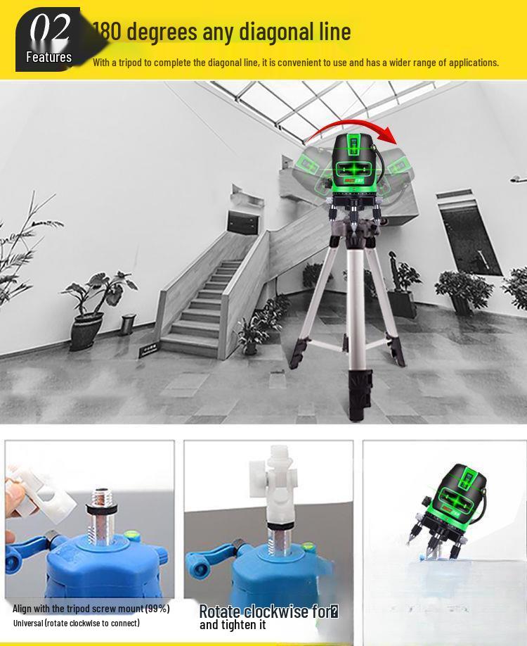 High-Precision Outdoor Laser Projector: Infrared Green & Blue Light, 2/3/5 Lines, Auto-Leveling