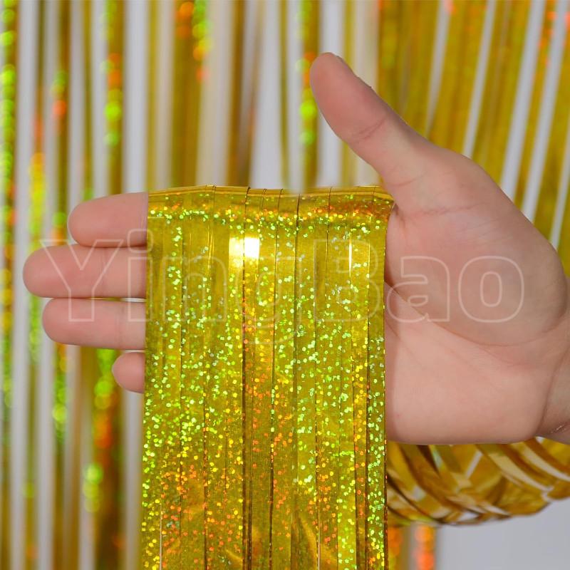 1/2/3Pack Glitter Party Backdrop Metallic Foil Tinsel Fringe Curtain Birthday Wedding Graduations Decoration Anniversary Photo. 5