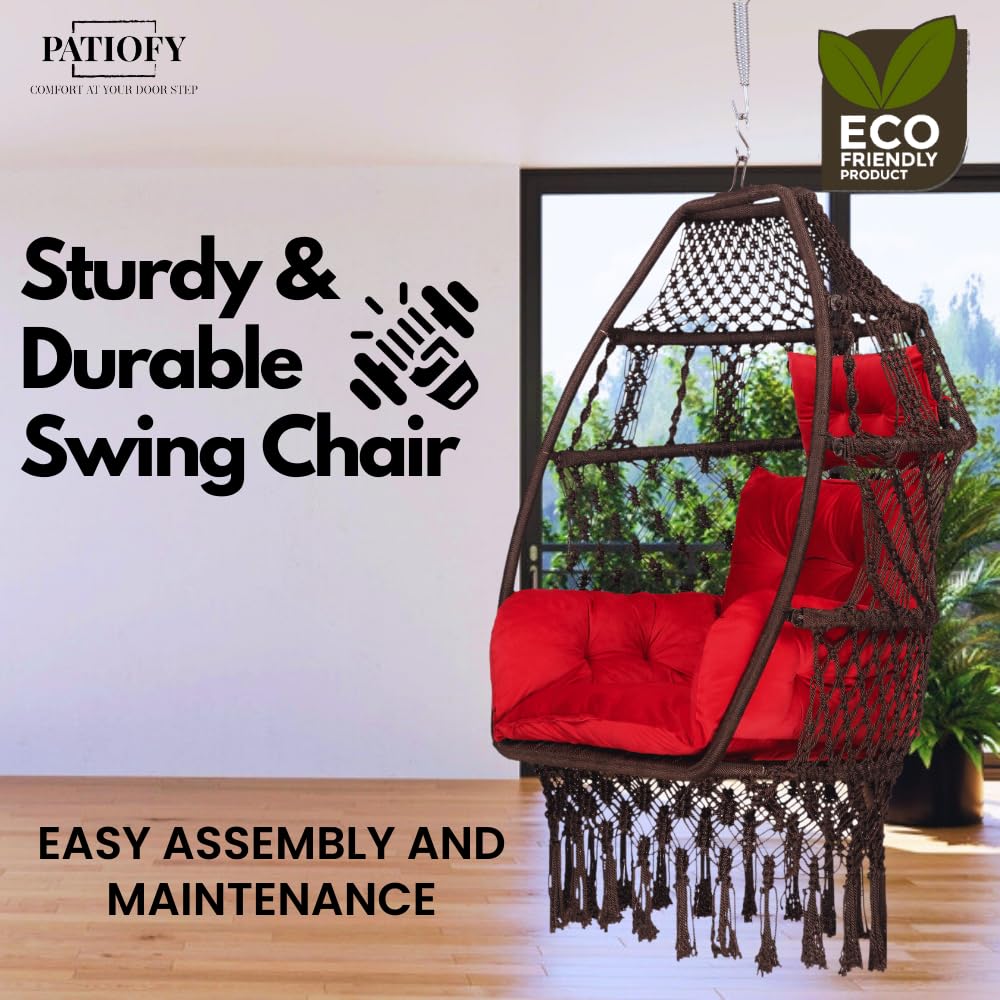 Polyester Foldable Egg Chair/Swing Chair for Adults// 200Kgs Weight Capacity-Brown