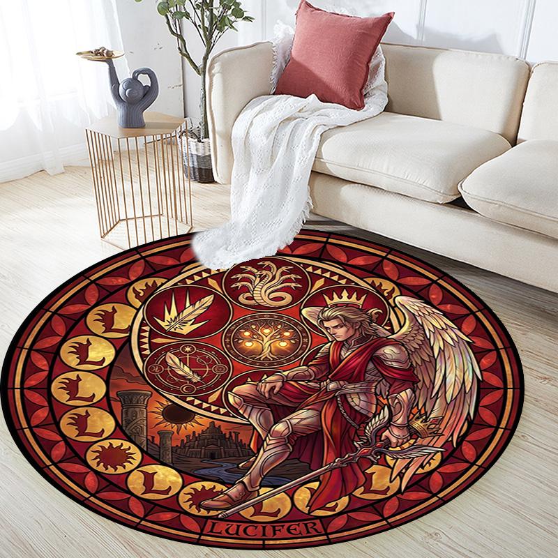 Symbols Glass Round Area Rug Under Office Chairs Bedroom Living Room Home Decor