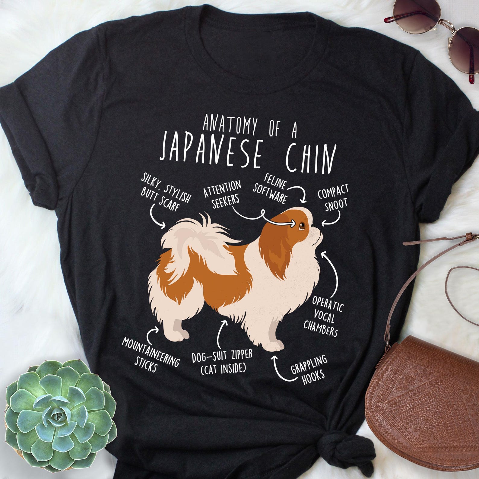 Red Japanese Chin Shirt, , , Cute Japanese Spaniel T-shirt, Funny Dog Lover Gift, Pet Tee, Dog Mom Top, Dog Dad, Brown and White 160
