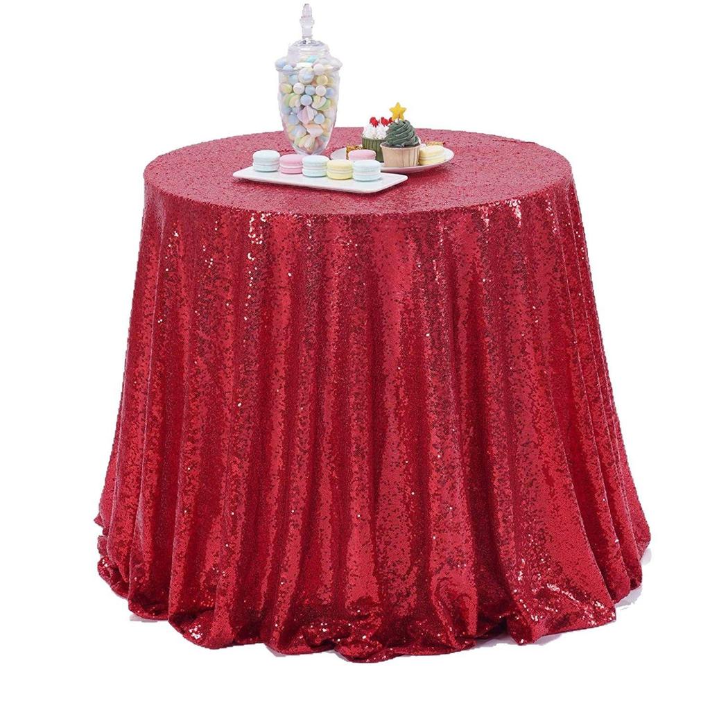 Nordic Style Round Solid Color Sequin Tablecloth for Weddings and Hotel Banquets