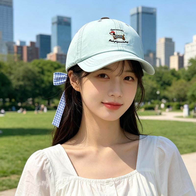 Dog Embroidered Cotton Baseball Cap With Sun Protection For Casual Summer Wear