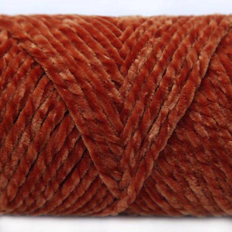 3 Strands Glossy Velvet Hand-Woven Thread Woven Scarf Doll Blanket Chenille Thread Segment Dye 100G Ball