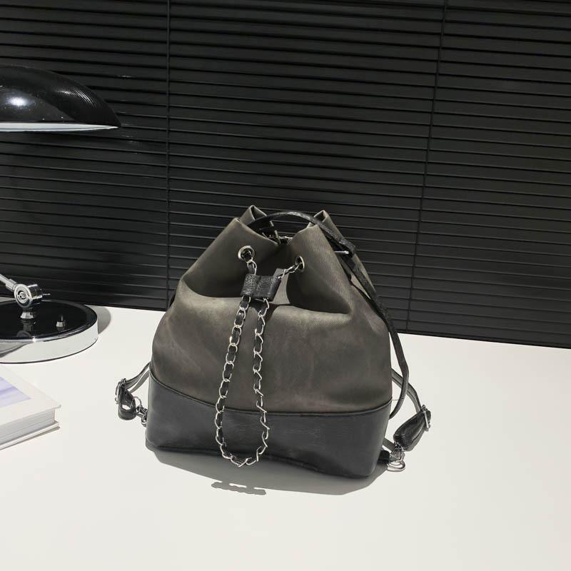 Стильная женская сумка-ведро 2024 года со шнурком, цепочкой и плечевыми ремнями для повседневного использования Black