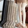 Women Classic Striped Knee High Socks Autumn Black White Gray Thicken Warm Thigh Socks Fashionable Comfortable Long Stockings