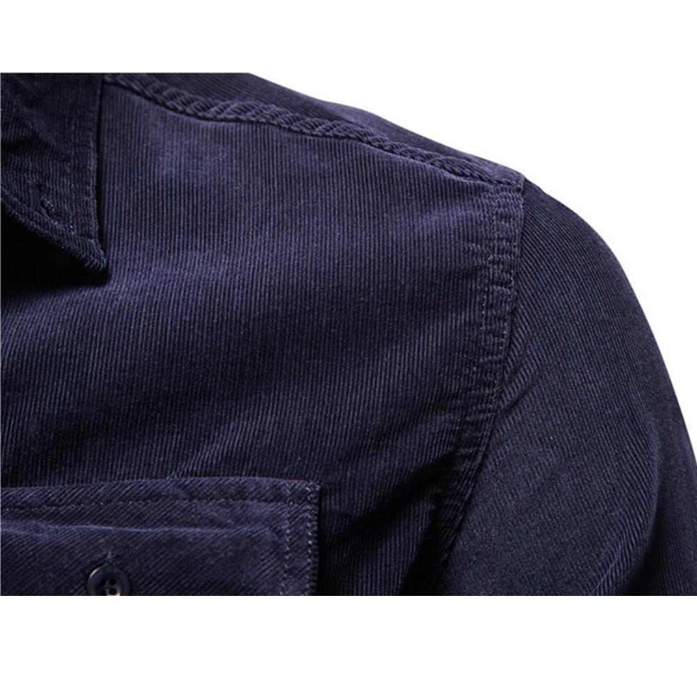 Nye Høst 100% Bomull Kordfløyelsskjorter Menn Ensfarget Slim Fit Casual Bluser Høy Kvalitet Langermet Selskaps skjorte for Menn
