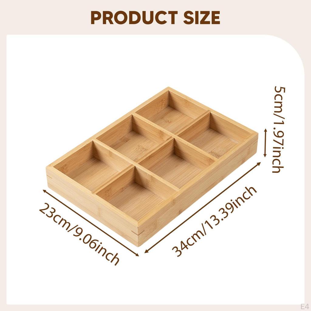 Bamboo Divided Tray Dessert Fruit Veggie Plate Rustic Nut and Candy Serving Platter for Indoor