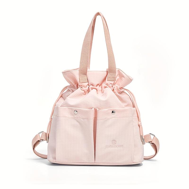 

Женская легкая сумка-шоппер на шнурке большой вместимости - регулируемый ремешок, повседневная стильная сумка для колледжа, путешествий, ежедневного использования розовый