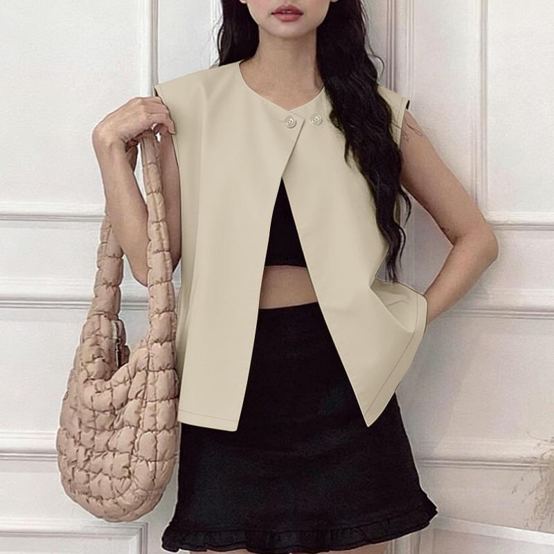 ZANZEA Women Casual Round Neck Solid Color Sleeveless Vest Tops