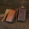 Herren Retro Langbörse, Leder Reißverschluss Geldbörse, Doppellagige Rindsleder Handtasche, Retro Lässige Clutch Tasche