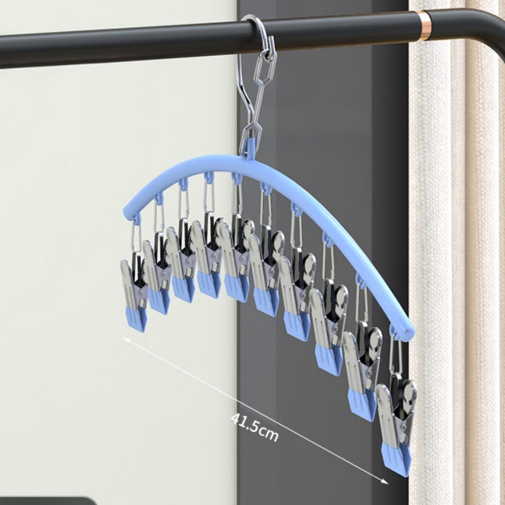 Windproof Stainless Steel Drying Rack with Clips Multi-Functional for Socks and Underwear