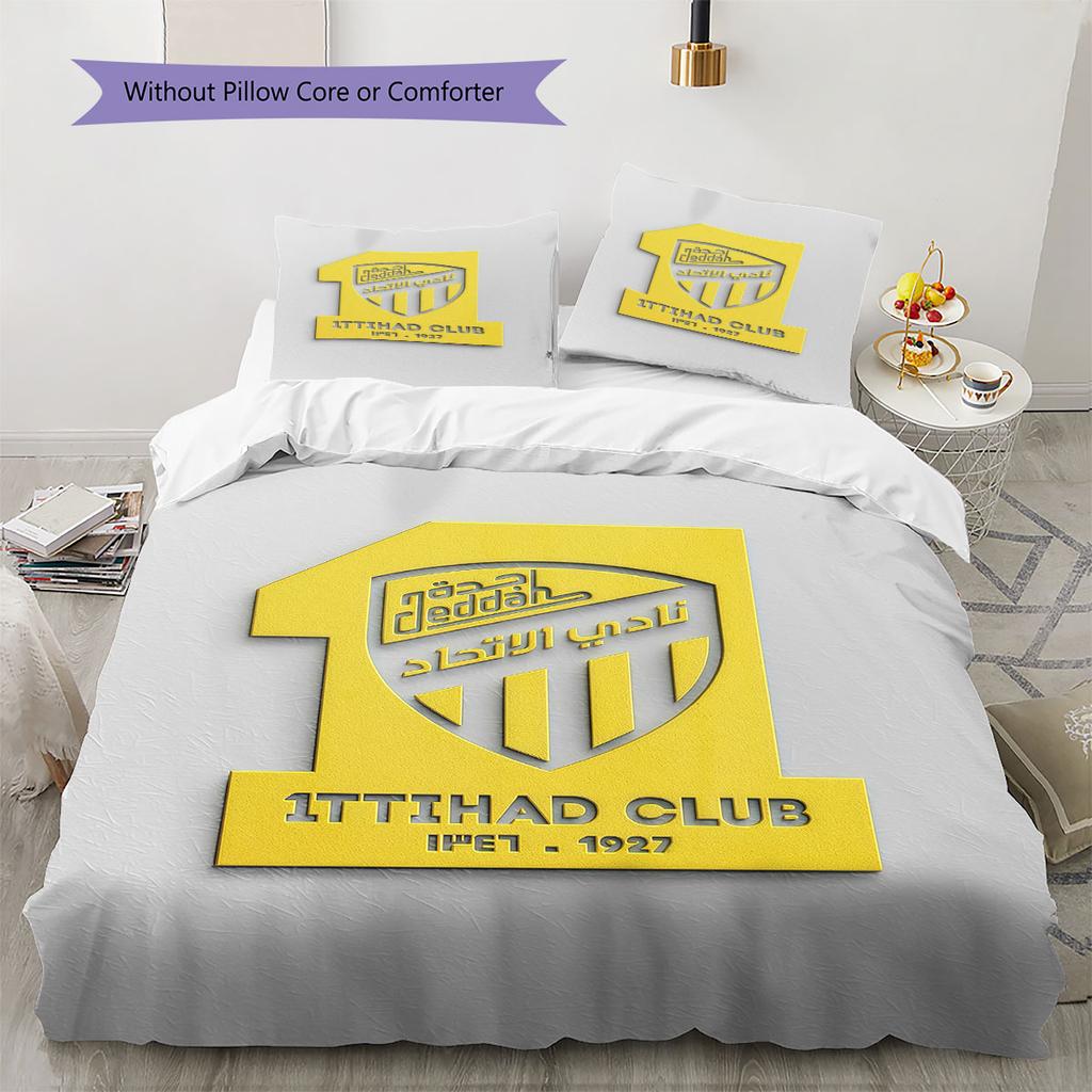 Al-Ittihad FC Pattern Bedding,Quilt Set Quilt Cover Pillowcase Home Birthday Gift(1 * duvet cover + 2 * pillowcase, without core)
