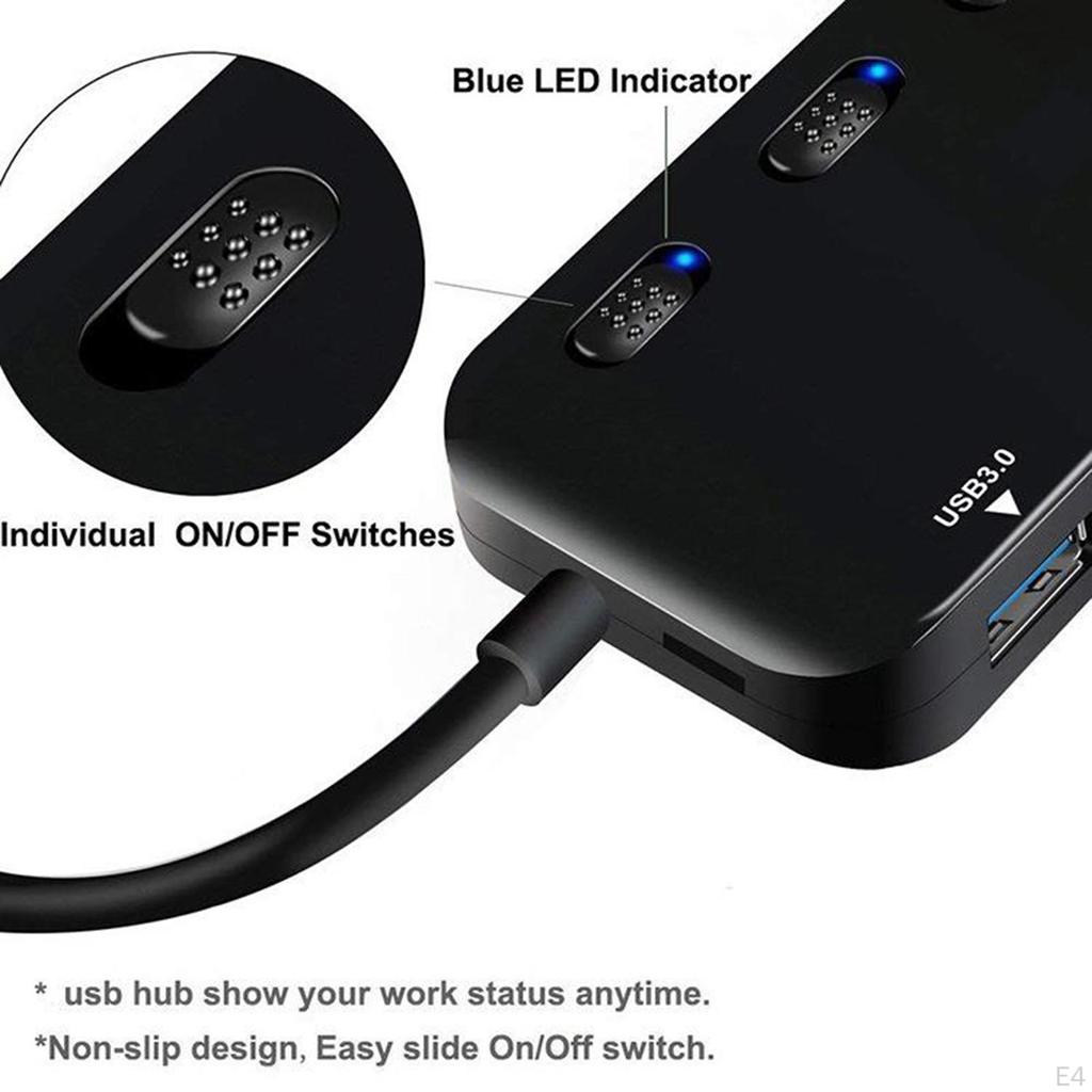 USB Multi Hub 5 Ports Portable 3.0 with LED Indicator Compatible Most