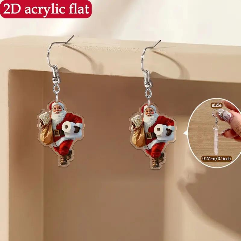 Cross-border new Santa earrings 2D acrylic Christmas and Thanksgiving gift creative cartoon earrings