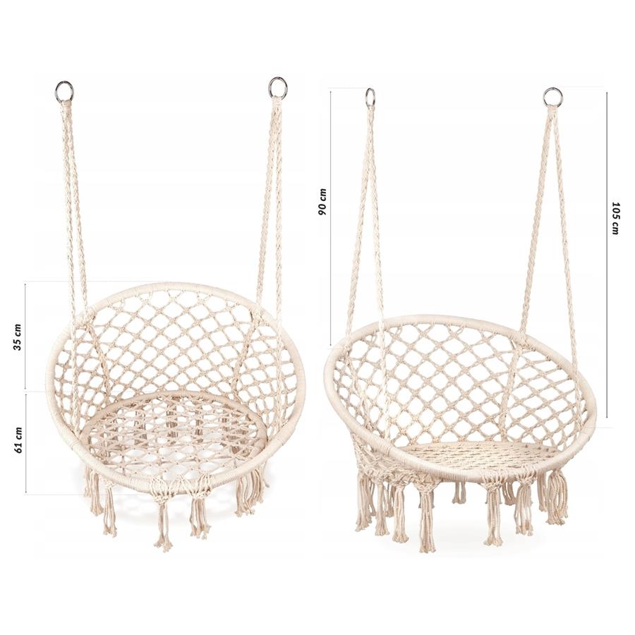Stork's Nest Swing Hanging Chair Garden Boho for Home Garden 120cm - white