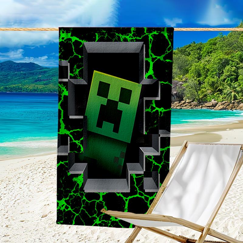 Mine-craft game Beach Towel - Soft, Absorbent Microfiber, Lightweight, Ideal for The Beach, Parties, Travel, Camping fan gifts