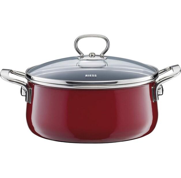 Set of Riess Enamel New Rosso Extrastark Pots, 5 Pieces (0584-008)