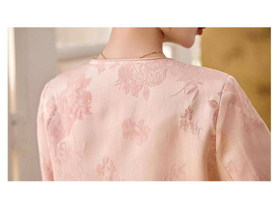 Set Jachetă și Fustă Retro Chinezesc Jacquard cu Nasturi Broască pentru Femei 2025